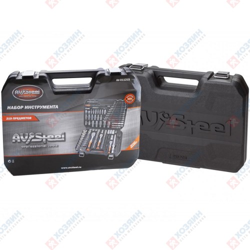 Набор инструмента AV Steel 219 предметов, 1/4", 3/8", 1/2" AV-011219 - фото